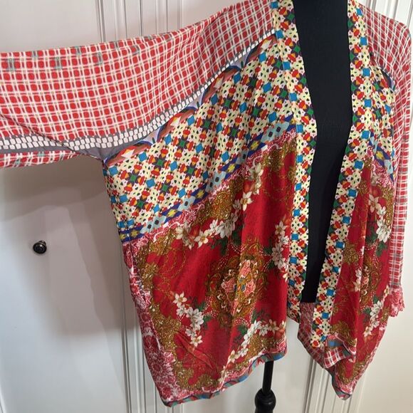 Johnny Was Kimono Red Mixed Print XL - Picture 4 of 9
